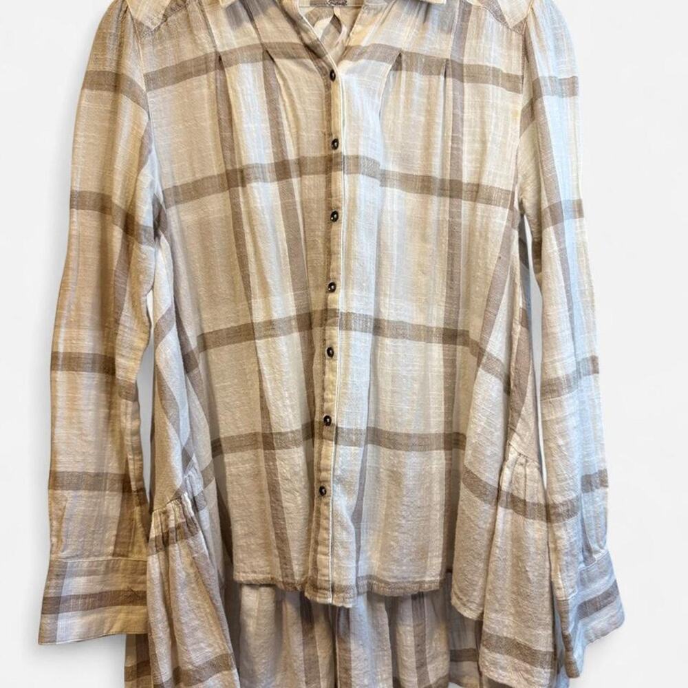 Preppy free people plaid button down
